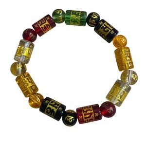 Feng Shui Lucky Charm Bracelet Gold Symbol Beads Stretch Spiritual